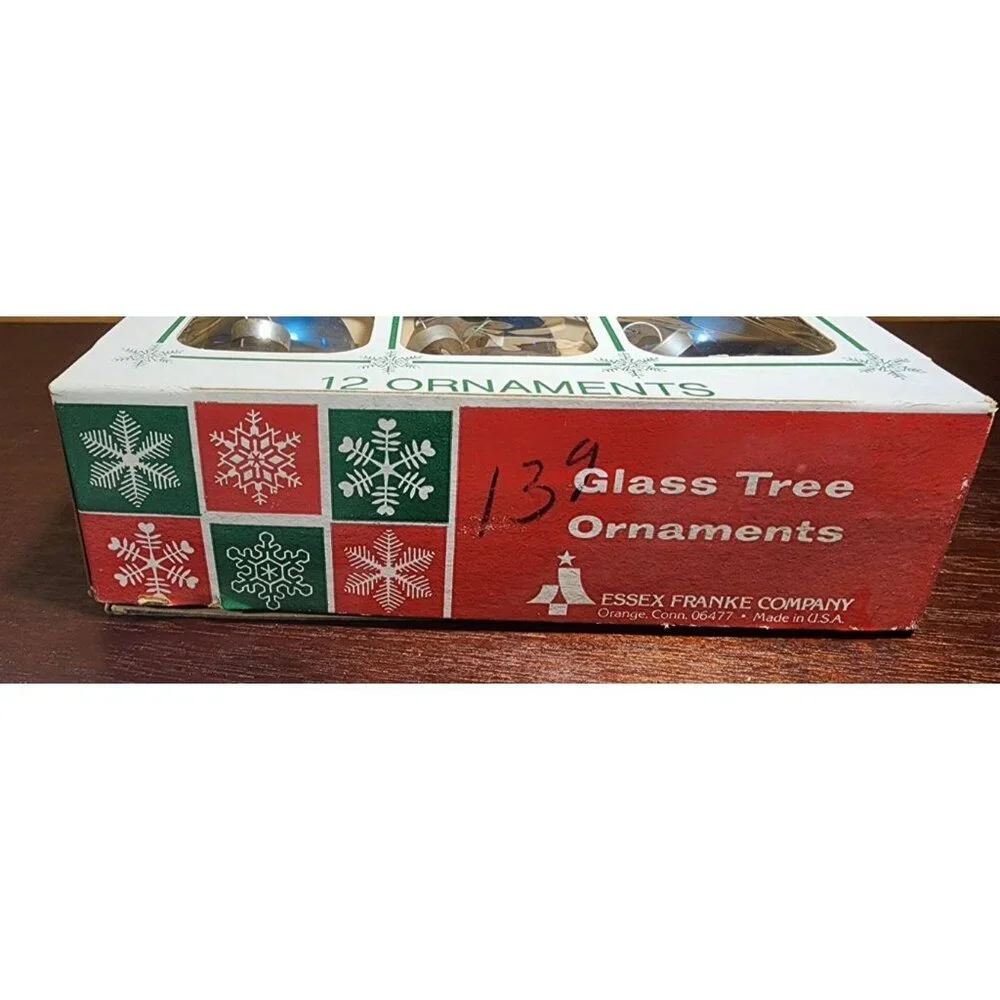 Vintage Essex Franke Glass Ball Christmas Ornaments in Box Only 9 Balls